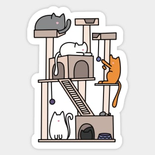 Cats Playing on Cat Tree Sticker